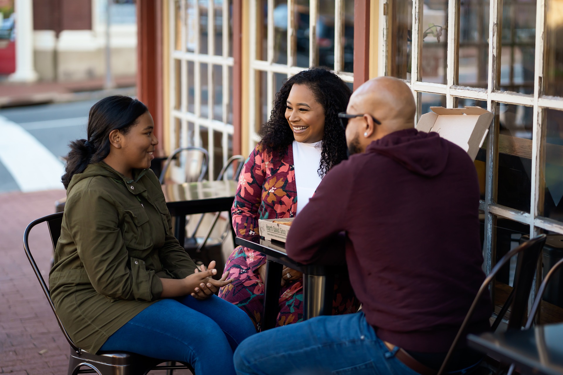 family connecting together in the community